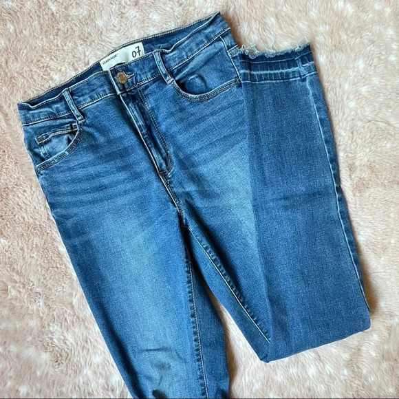 GARAGE High Rise Distressed Raw Hem Skinny Jeggings in Mudhoney Blue Size 7 - Picture 9 of 15